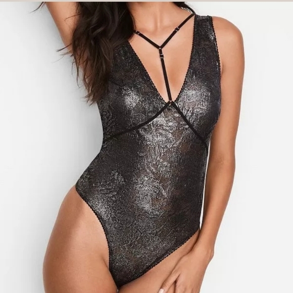 Victoria's Secret Other - Victoria's Secret Lace Thong Plunge Sheer Strap